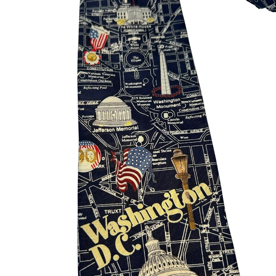 Museo Artefactos Washington DC Corbata de Seda Capitolio Mapa Monumentos Patrióticos Para Hombres Foto 2 de 4