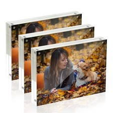 5x7 Acrylic Picture Frames, 20mm Thick Clear Frameless Magnetic Photo Frames,...