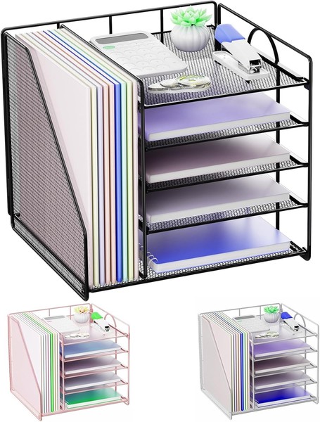 Volmop Schreibtisch-Organizer, 5-Stufiger Papierkorb-Organizer Mit Aktenhalter,-image