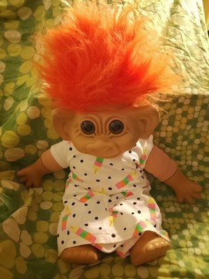 Vintage Troll von Uneeda 1987 ca. 45 cm Sammler Neon Strampler bedarf Reperatur