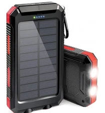 Power Bank 20000mAh Solar Portable Charger Backup Battery Dual LED IPX4 Shockpro