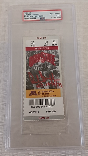 ARCHIE GRIFFIN Autographed Signed PSA Slabbed Ticket Stub Ohio State Buckeyes - Picture 1 of 2