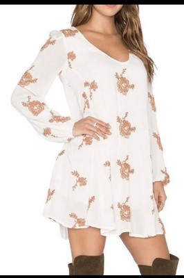 Free People Emmas Embroidered BOHO SWING Tunic Dress size XS 