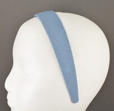 Light Blue denim headband chambray woven fabric covered hair band 1 3/16" wide