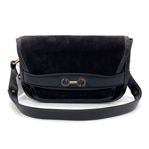 Vintage Gucci Shoulder Handbag 2 Way Suede Leathe… - image 1