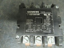 SIEMENS CONTACTOR 42EF35AFAIM 600V 60A 75A/RES 30HP 3-POLE 3-PHASE COIL: 120V