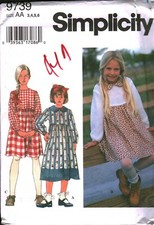 9739 Vintage Simplicity Sewing Pattern Girls Dress School Party Casual UNCUT OOP