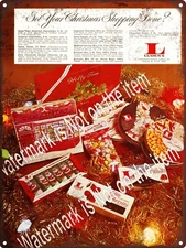 1968 Christmas Luden's Candy Hard Chocolate Cherries Santa Metal Sign 9x12" A648