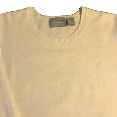 Old Navy Size L Wool Blend Stretch Soft Beige Warm Pullover Sweater 3/4 Sleeve