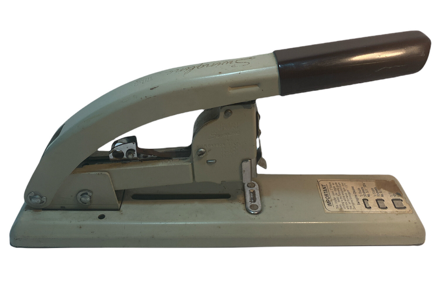 Swingline 113 Vintage Strong Arm Heavy Duty Booklet Stapler. USA Tan B7