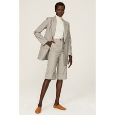 Co Oversized Striped Blazer Jacket Gray Womens Xs