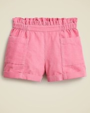 New Crewcuts Girl Short Rose Pink Ruffle Elastic Waist Pocket Corduroy 12 Pullon