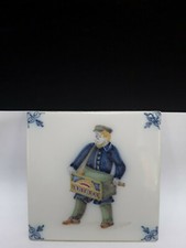 Ancien  Carreau Delft Musicien Kiosque à Musique Tiles Azulejos Déco 13 cm 