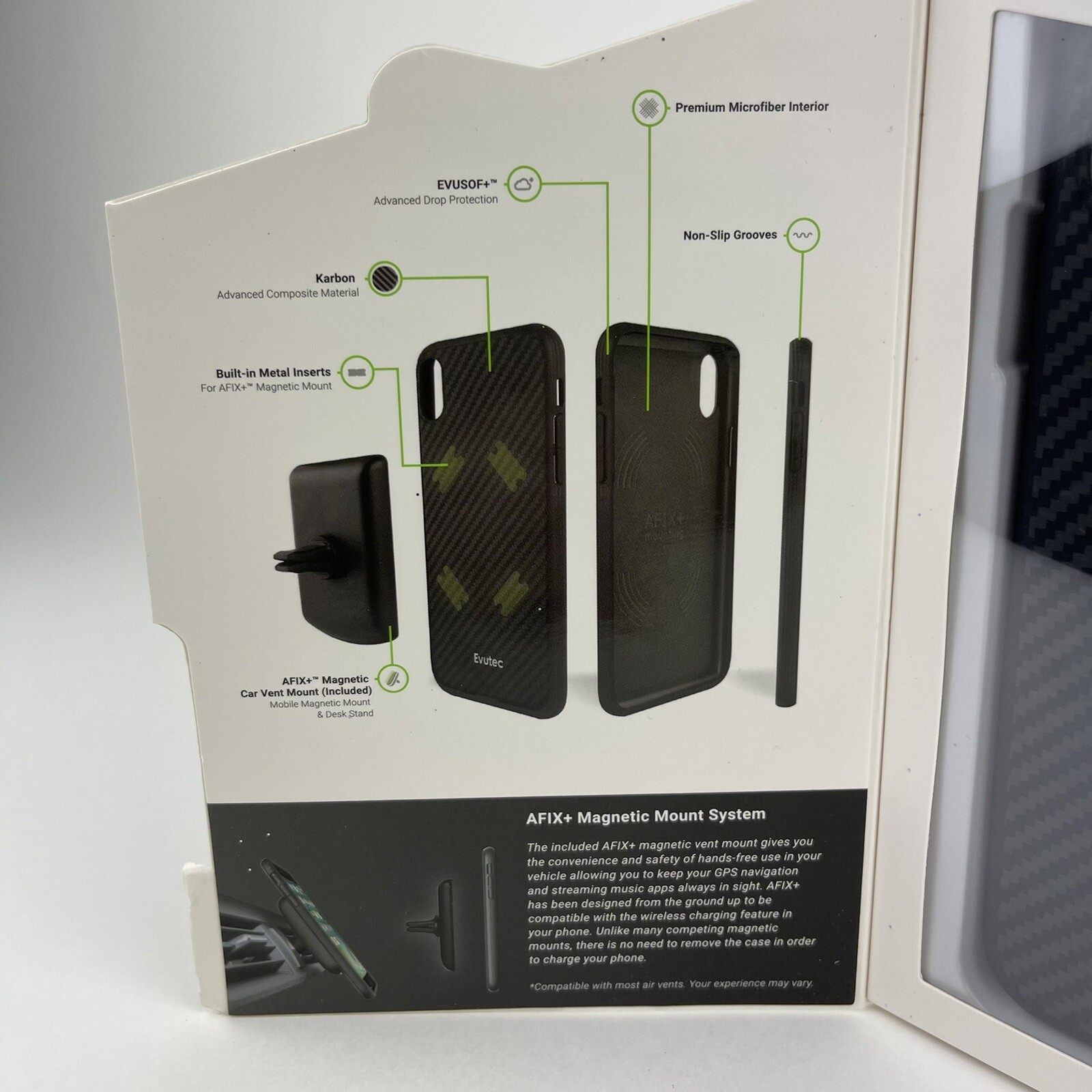 Evutec Apple iPhone XS Max Case With Car Vent Mount Karbon Black AER Series eBay