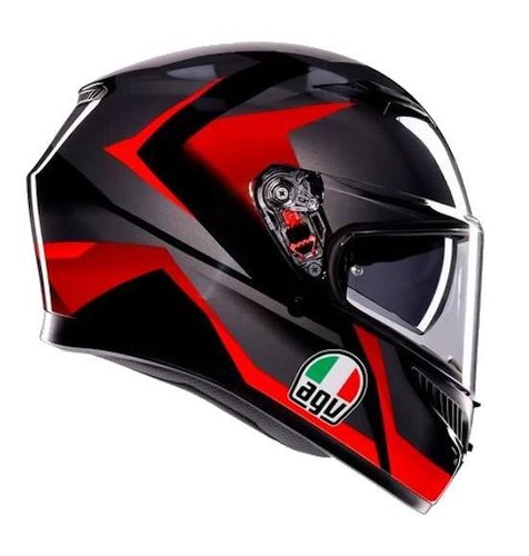 Integral Helm AGV K3 E2206 Mplk Striga Schwarz Rot Grau Größe M - Bild 3 von 6