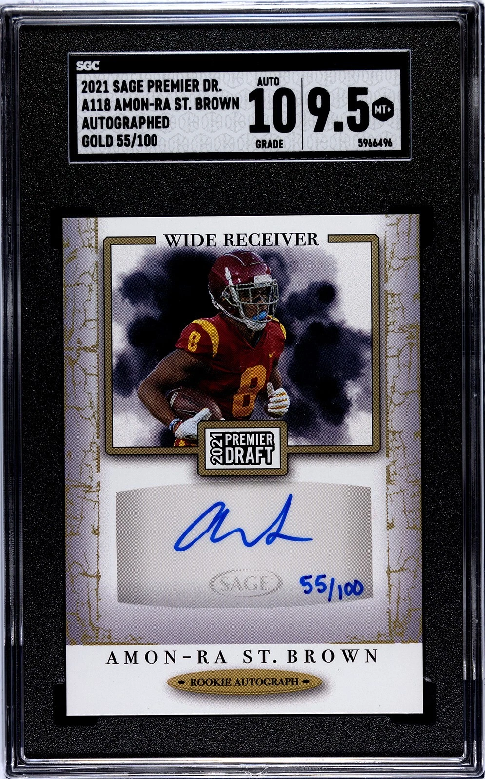 Amon-Ra St. Brown Sage Hit Premier Draft Autograph #A118 Gold