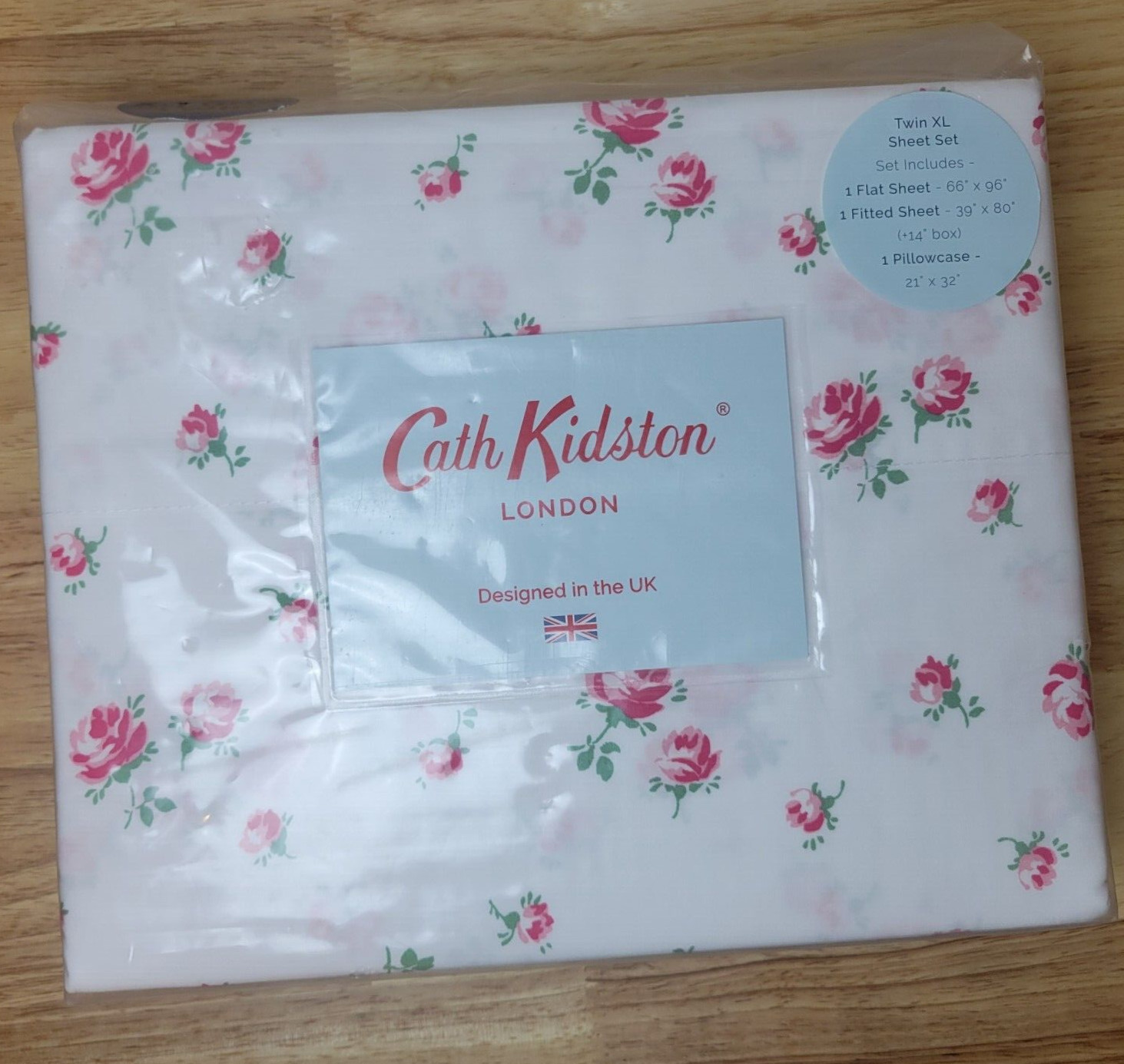 Cath Kidston London Scattered Rose Pink Twin XL 3pc Sheet Set