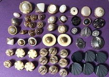 Variety of 57 Vintage Plastic Buttons - Faux Metal Gems - Includes 9 Sets