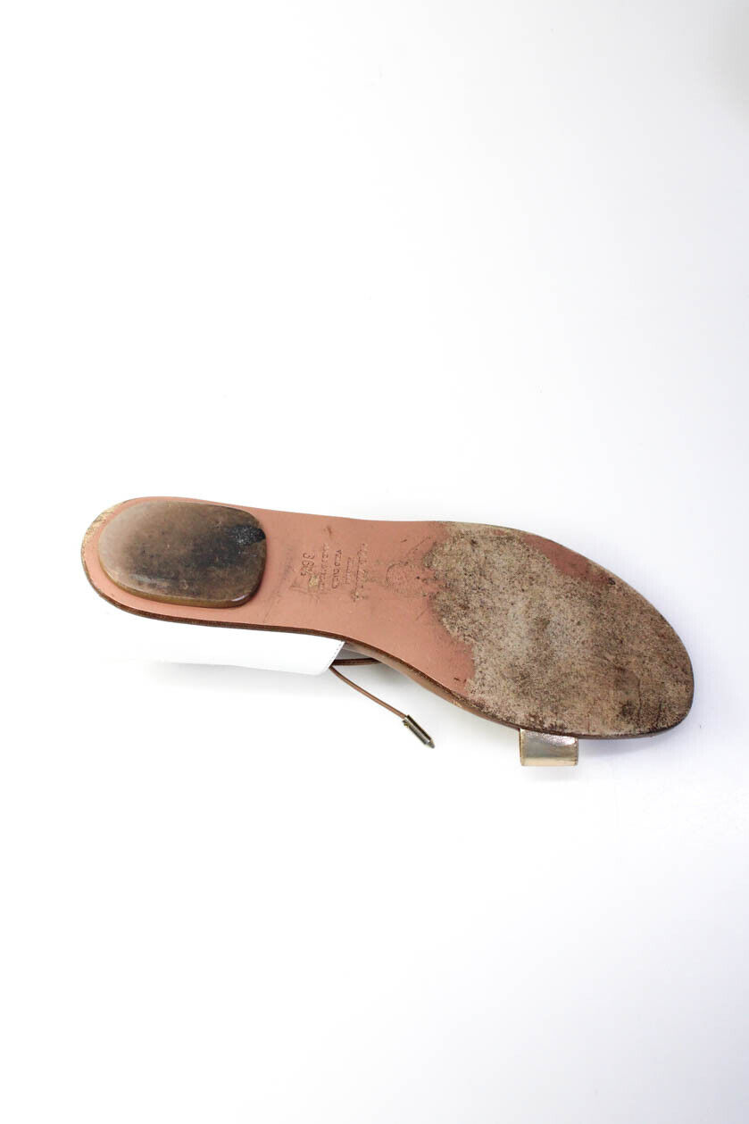 Aquazzura Womens Leather Lace Up Flats Sandals Br… - image 4