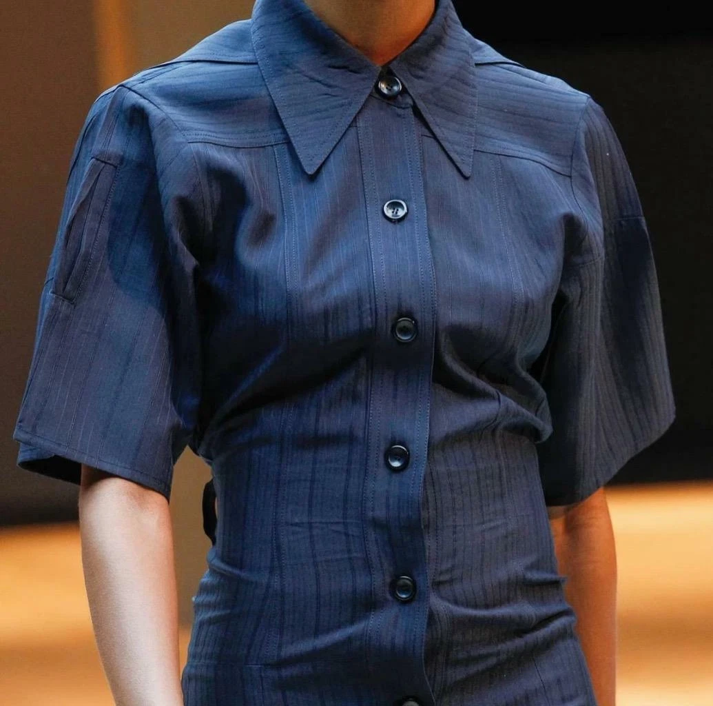 CELINE Lineare Jacquard Camicia Abito Navy Inverno '17 Oldine Celine Phoeb Ph