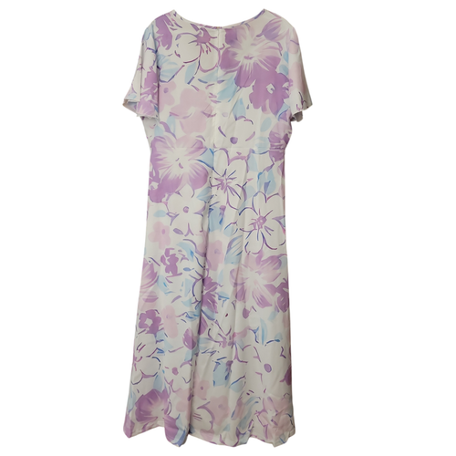 Women's Short Sleeve V-Neck Ankle Length Zipper Floral Dress FREE SHIPPING - Picture 2 of 2