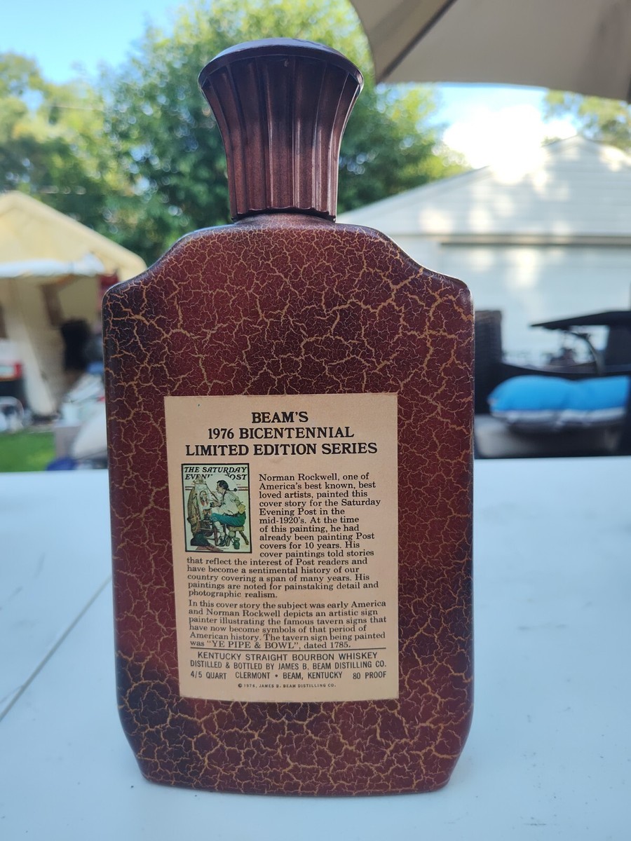 昔の酒瓷缶高35センチ巾26センチ口9.5センチ VTG Jim Beam 1976 Bicentennial Decanter Norman Rockwell