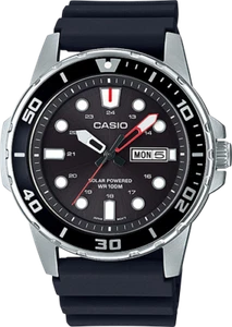 Casio MTP-S110-1AV,  Men's Solar Battery Watch, 100 Meter W/R, Date, Black Resin