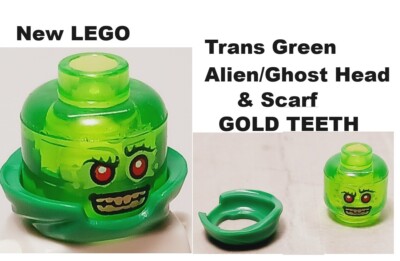 New LEGO Alien Monster Head With Neck Scarf Ascot GOLD TEETH Big Smile Red eyes