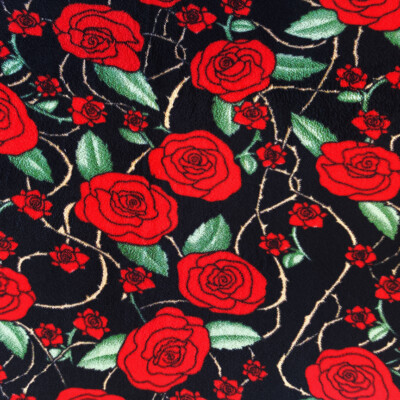 Red Roses Allover Print Fleece Fabric - 60'' Wide - Sold by The Yard & Bolt
