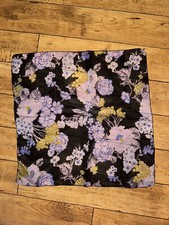 Floral Pocket Square Black Blue Purple