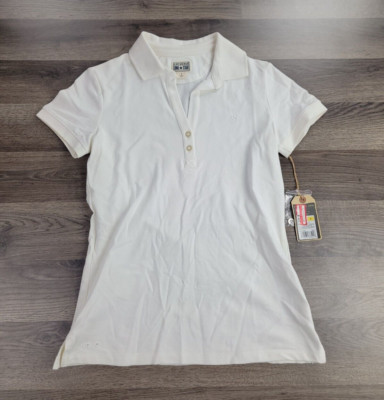 Converse One Star Polo Shirt Womens Small White Collar 1/4 Button Embroider NWT