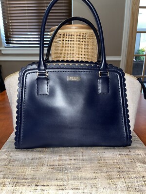Kate Spade Marguerite Lilac Road Fabric Tote Natural Midnight EUC!