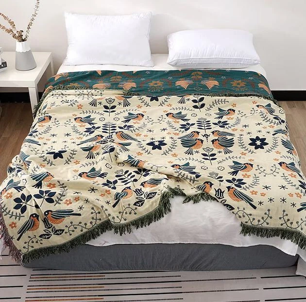Large Boho Sofa Throw Blanket with Tassels,100% Cotton Woven Blanket,Bedspread