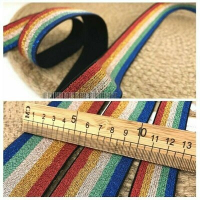 5m Rainbow Color Elastic Stretch Webbing Strap Ribbon Costume Trimmings ...