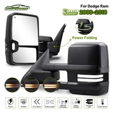 2PCS Switchback Power Folding Tow Mirrors For 2009-2018 Dodge Ram 1500 2500 3500