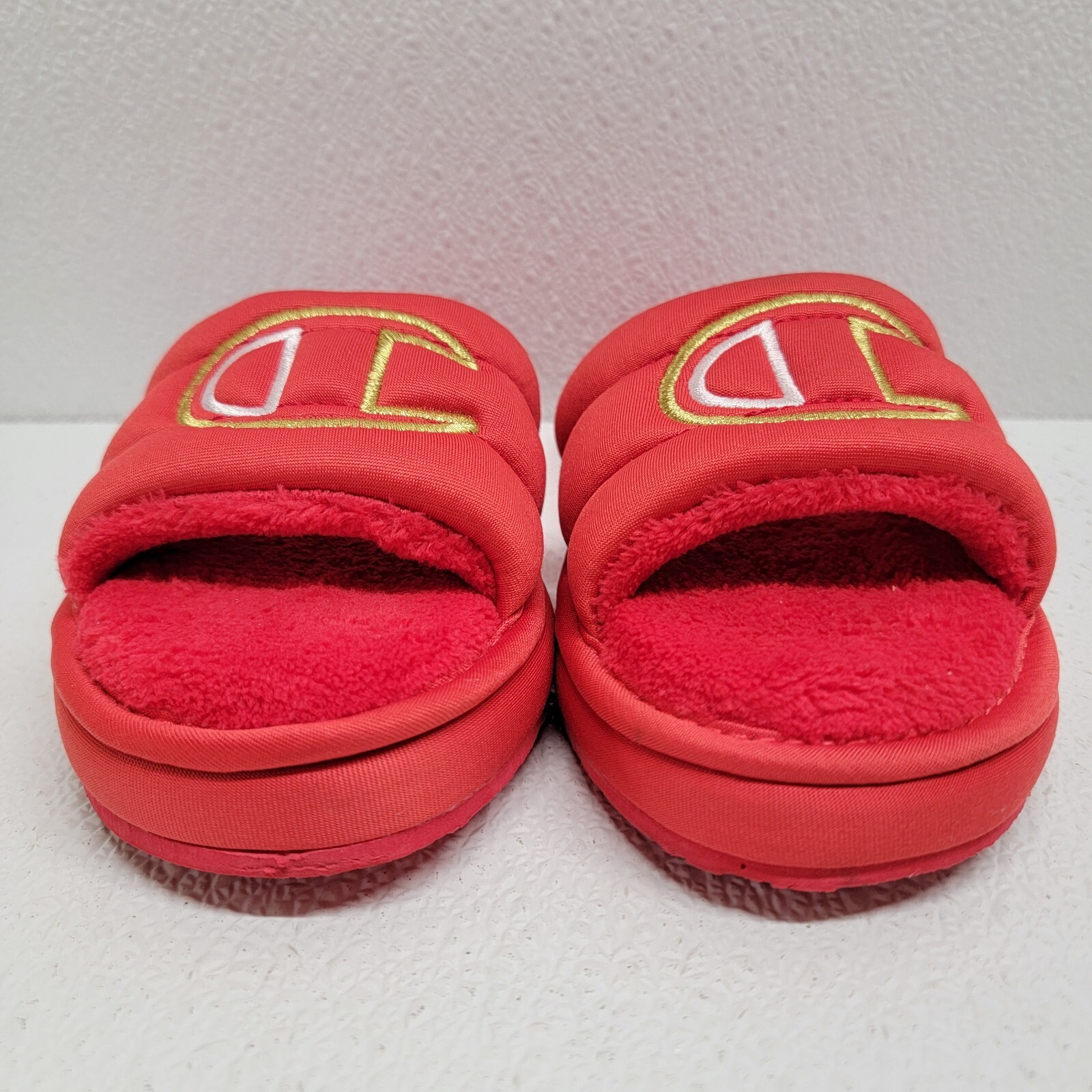 PANTOFOLA D’ORO Sandali ciabatte Champion Slides nucleo peluche rosso oro bambino taglia 12P