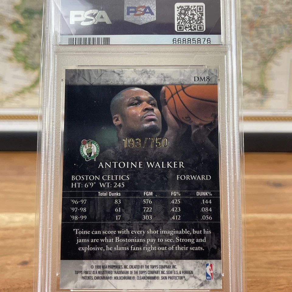 1999-00 Topps Finest Dunk Masters 193/750 Antoine Walker #DM8 PSA9 - Image 3 of 4