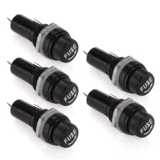 5x Glass Fuse Holder Panel Bolt-On Screw Cap Black Auto Car/Boat 10A 250V 5x20mm