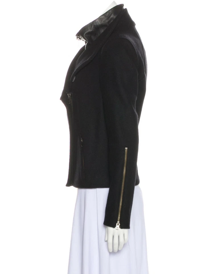 Шерстяная и кожаная куртка Helmut Lang с панелями черная S - Изображение 2 из 4