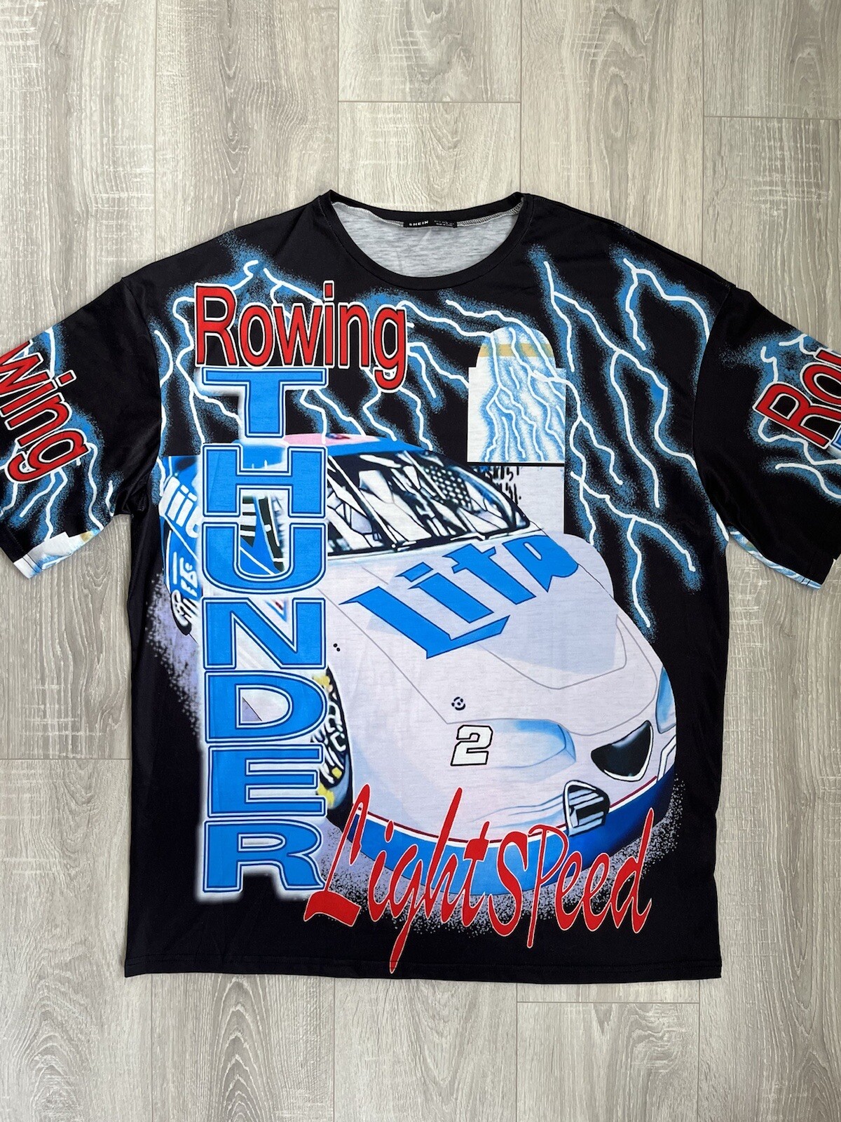 FILA T shirt Shein sovrastampa vestibilità oversize canottaggio tuono velocità leggera streetwear magliette