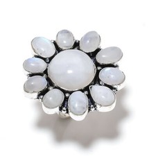 Rainbow Moonstone Gemstone Handmade 925 Sterling Silver Jewelry Ring Size 7 m048