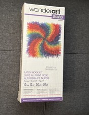 Wonderart SHAGGY MULTICOLOR LATCH HOOK KIT Pinwheel 12" x 12" NEW unopened