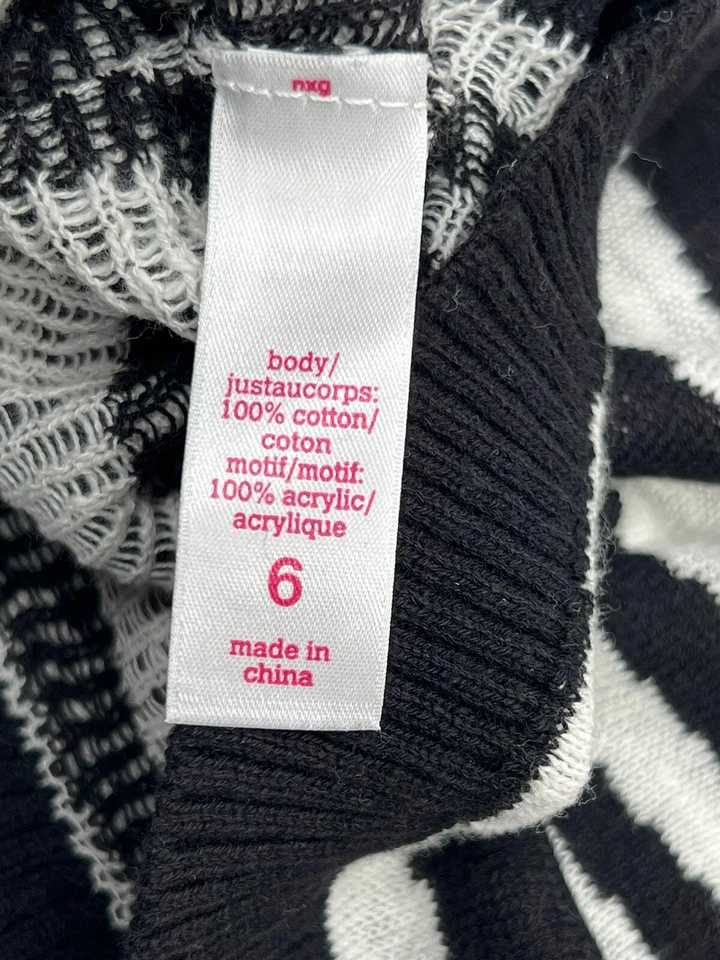 Justice Sweater Girls Size 6 Zebra Blinged Black White Pink 100% Cotton Pullover - Image 4 of 4