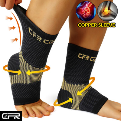 Copper Ankle Support Brace Compression Sleeve Socks Wrap Arthritis Pain Relief