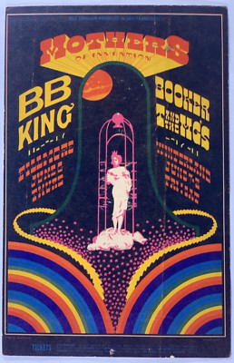 BG-123 Mothers of Invention B.B. King Fillmore Postcard Ad Back Mailer 1968