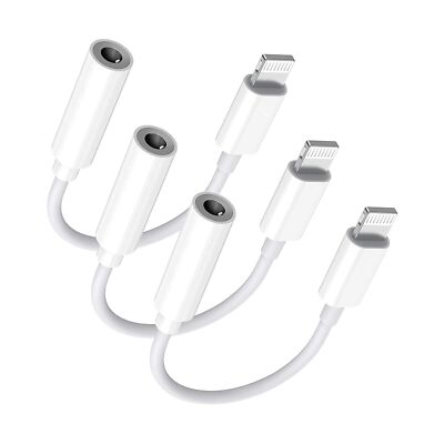 Lightning to 3.5 mm Headphone Jack Adapter, [Apple MFi Certified] 3 Pack iPho...