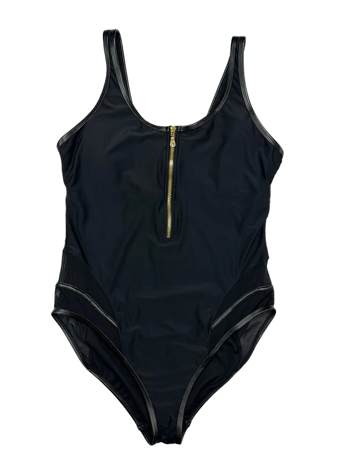 Trajes de baño Gabi Fresh para todos una pieza 22D/DD negro cuero ribete malla cremallera dorada Foto 2 de 4