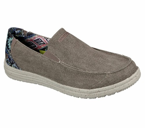 Skechers Brown Shoes Men Canvas Memory 