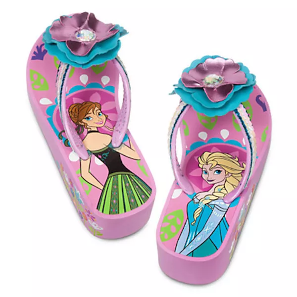 NWT Disney Store Frozen Elsa and Anna Flip flops Platform Shoes 11/12 Girls