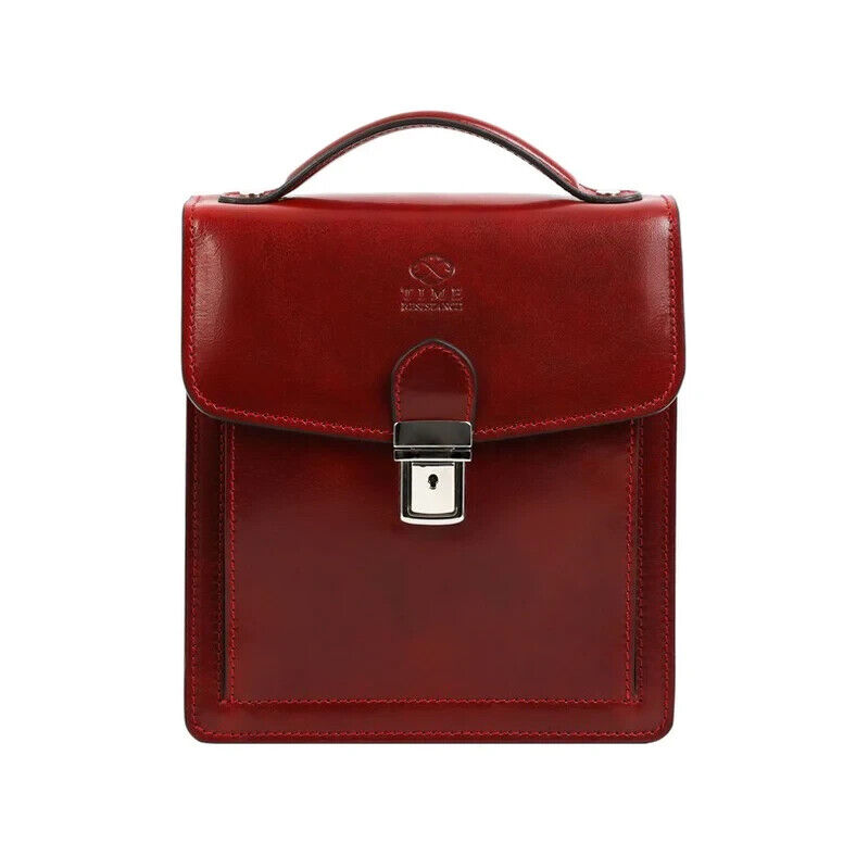 SMALL RED LEATHER BRIEFCASE MESSENGER BAG - WALDEN by Time Resistance
